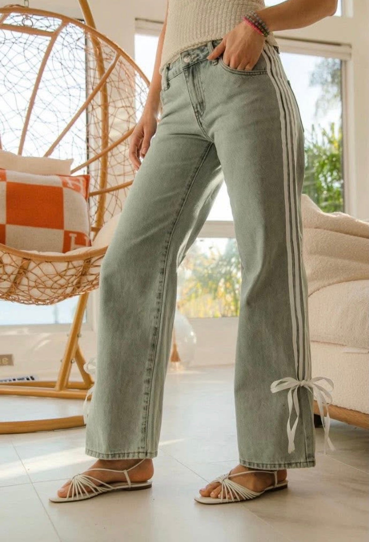 BiBi Denim Side-Stripe Wide Leg Jeans ✨