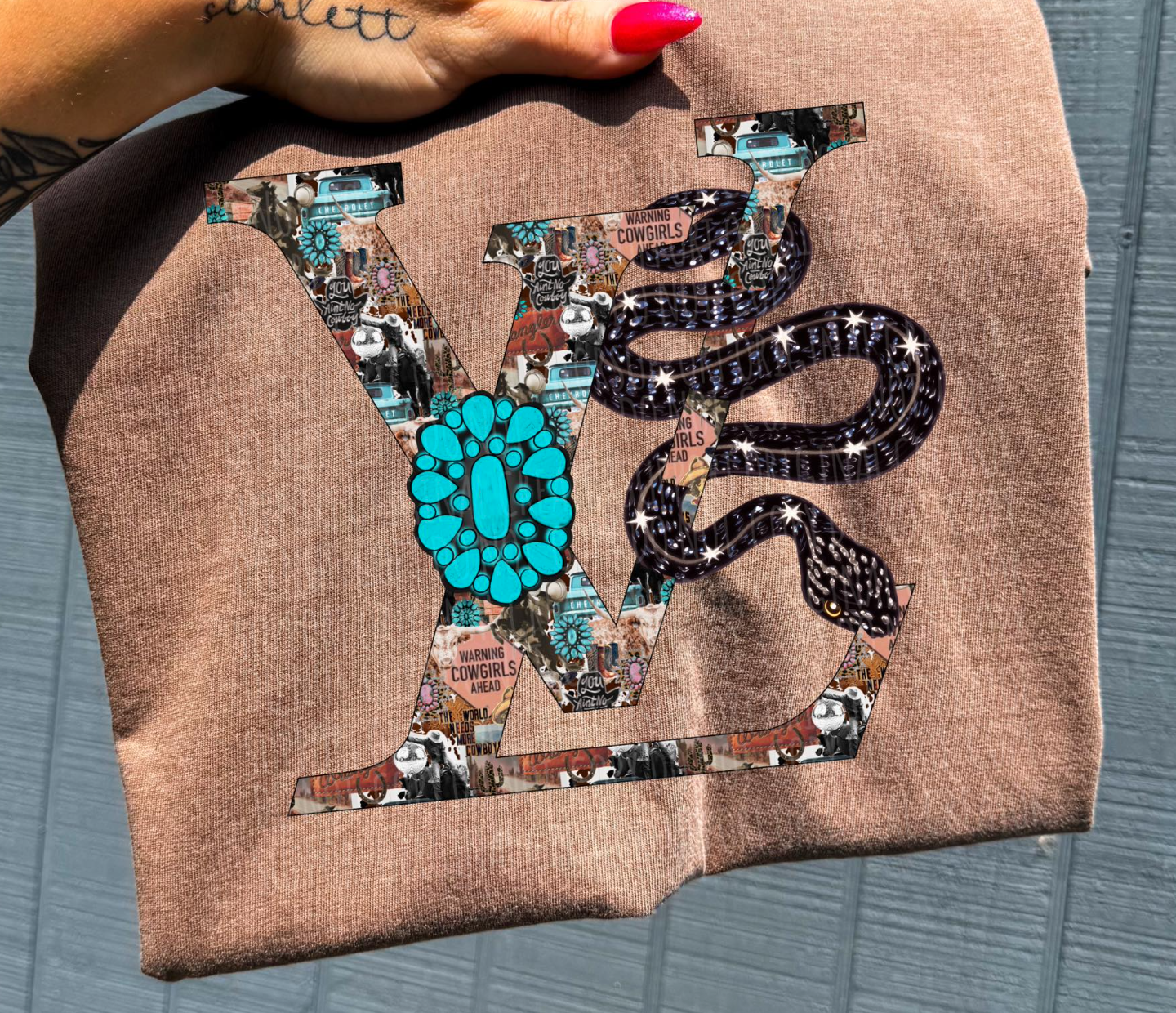 π Turquoise Western Collage Tee