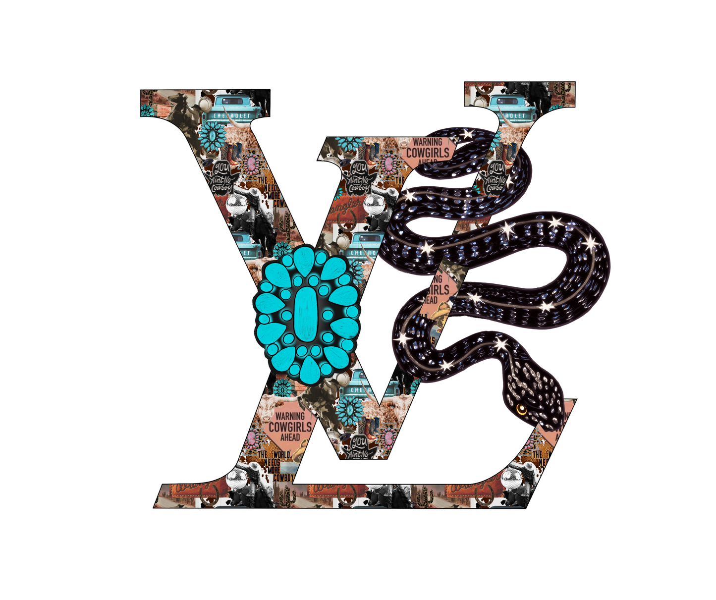 π Turquoise Western Collage Tee