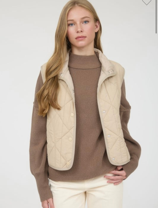 Cream Quilted Vest