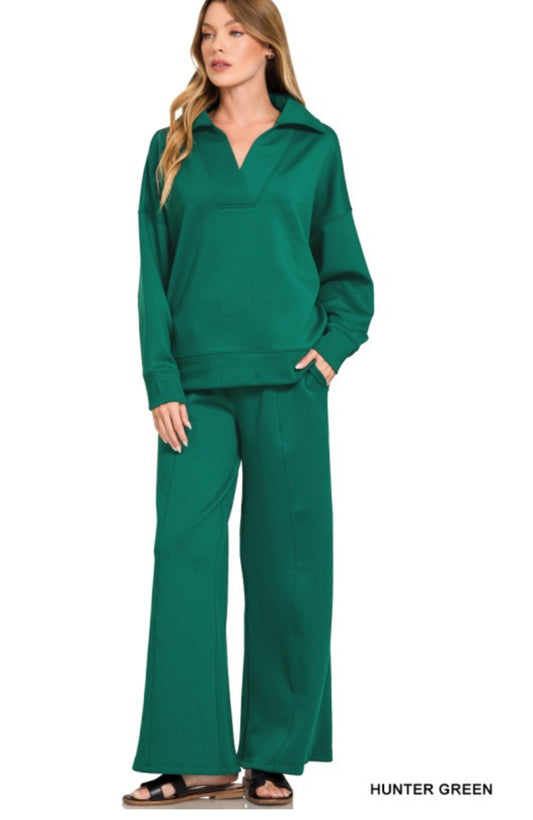 Scuba Collared Pullover & Pants Set – Hunter Green