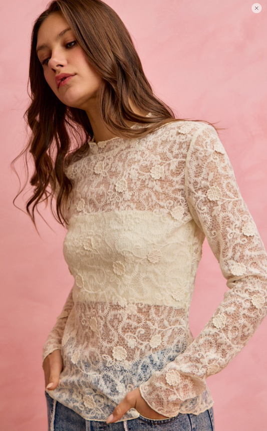 The Blushing Lace Long Sleeve Top
