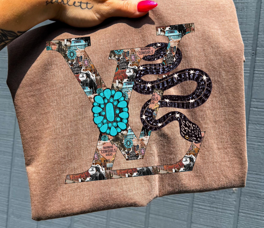 🐍 Turquoise Western Collage Tee