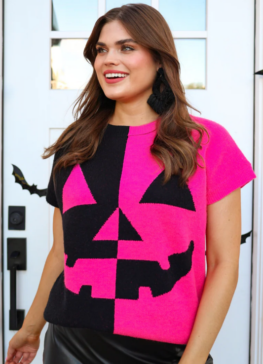 🎃 Pink Pumpkin Sweater – Spooky Chic